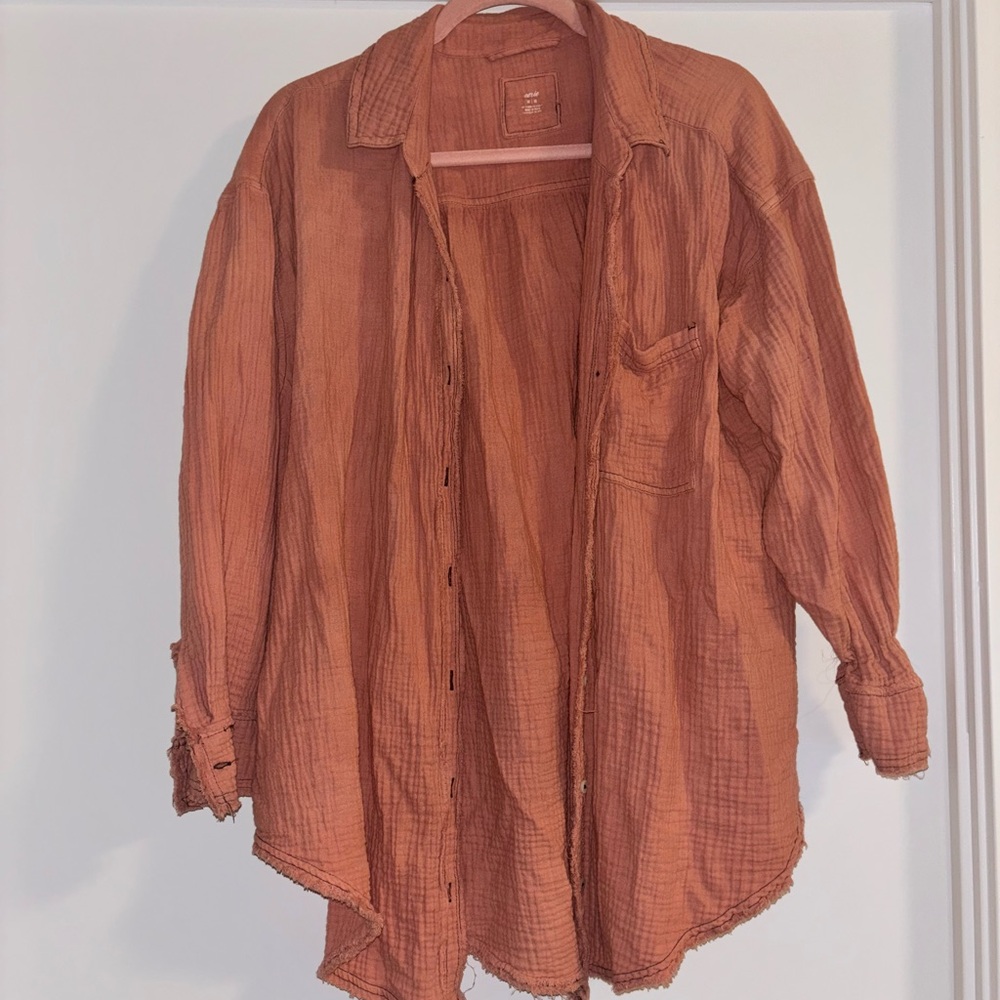 Custom dusty pink/orange Linen Shirt